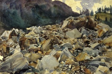  Dos Arte - Escena alpina de Purtud y paisaje de cantos rodados John Singer Sargent
